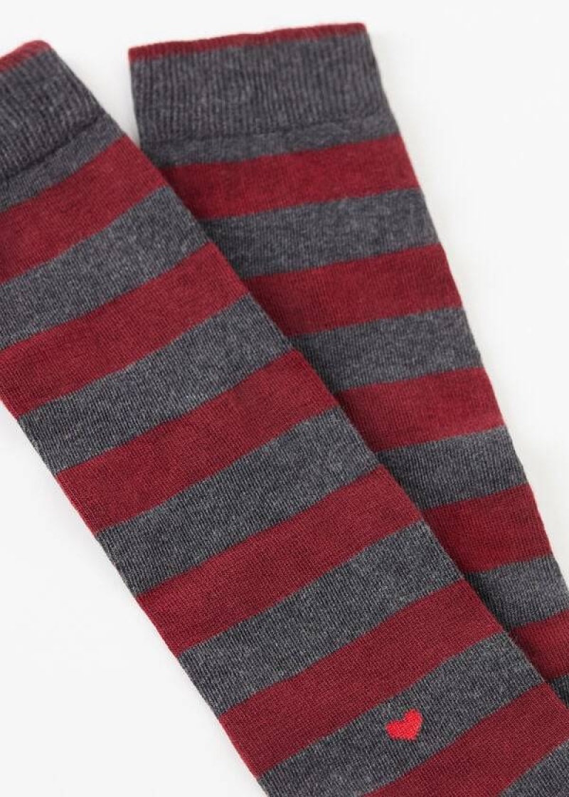 Calzedonia Gestreift Long Socken Damen Rot | DE1927YU