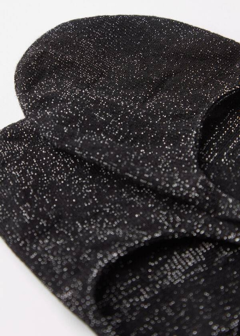 Calzedonia Glitter Baumwoll Invisible Socken Damen Schwarz | DE1983PQ