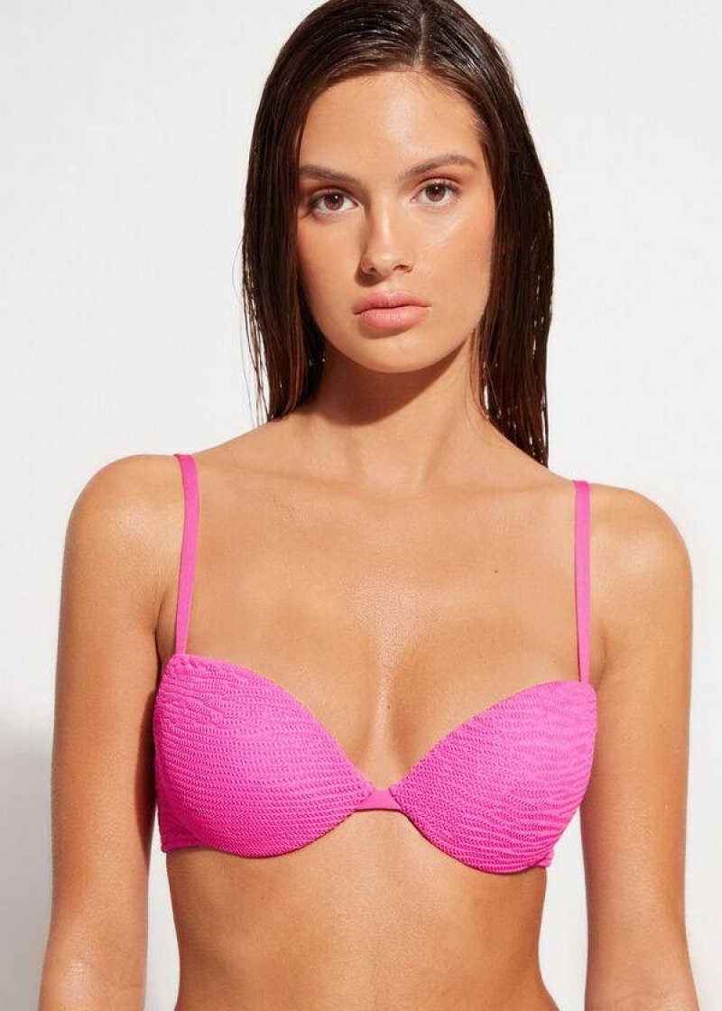 Calzedonia Graduated Gepolstert Push-Up Miami Bikinioberteile Damen Rosa | DE2465JJ