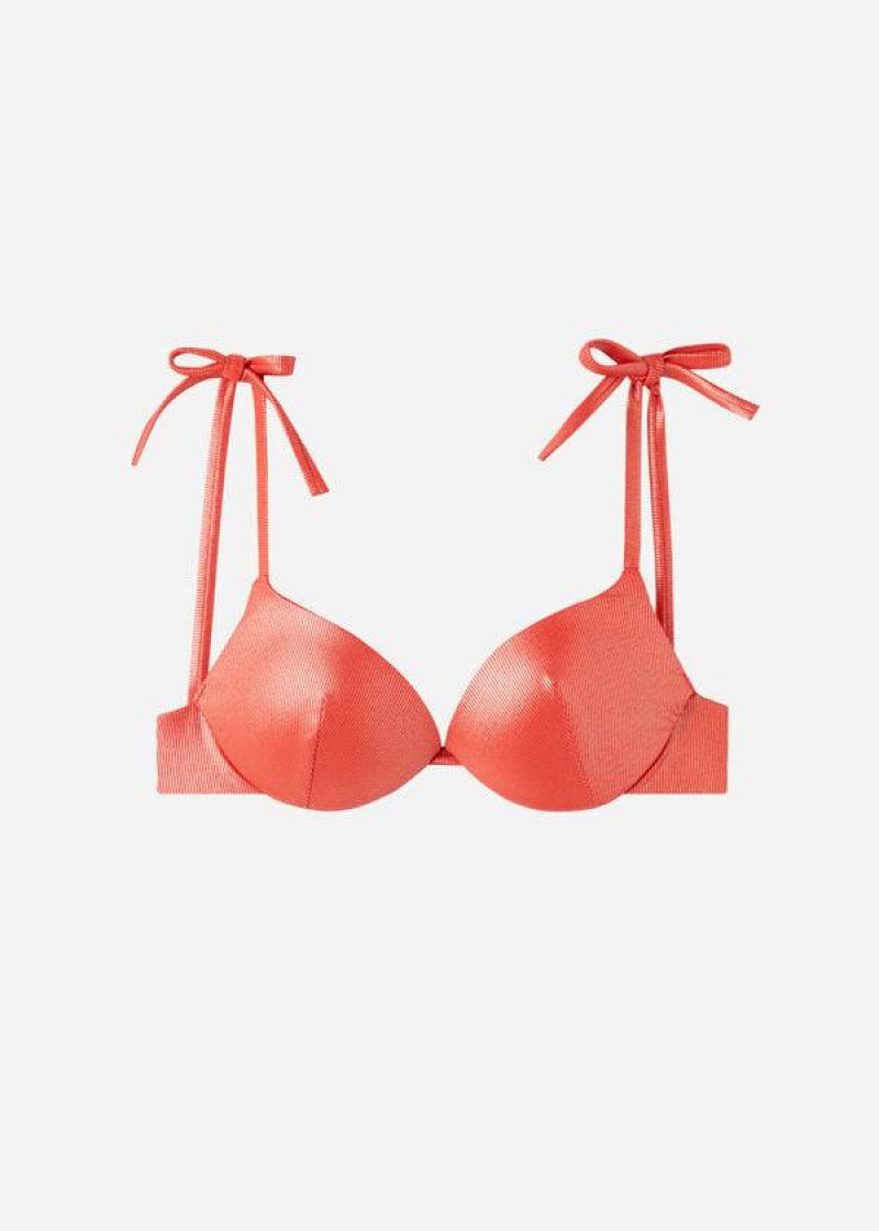 Calzedonia Graduated Gepolstert Push Up Antigua Bikinioberteile Damen Koralle Orange | DE2474IS