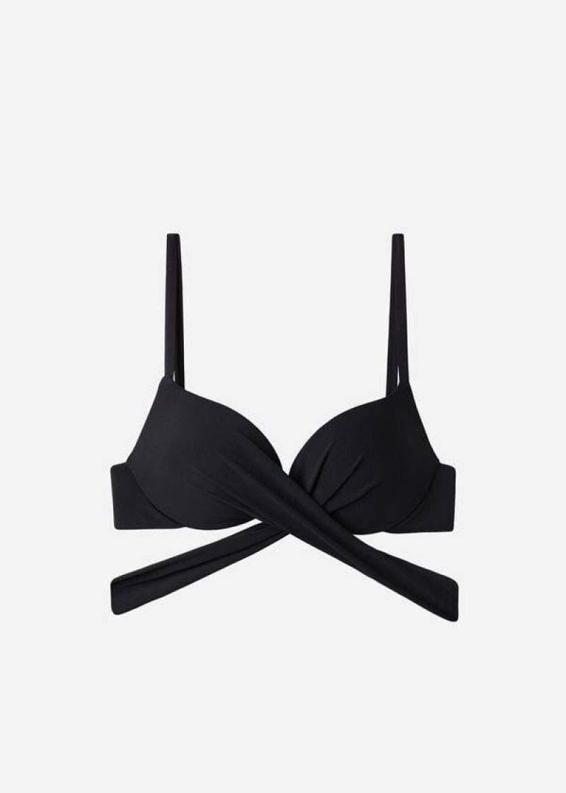 Calzedonia Graduated Gepolstert Push Up Indonesia Bikinioberteile Damen Schwarz | DE2471AP