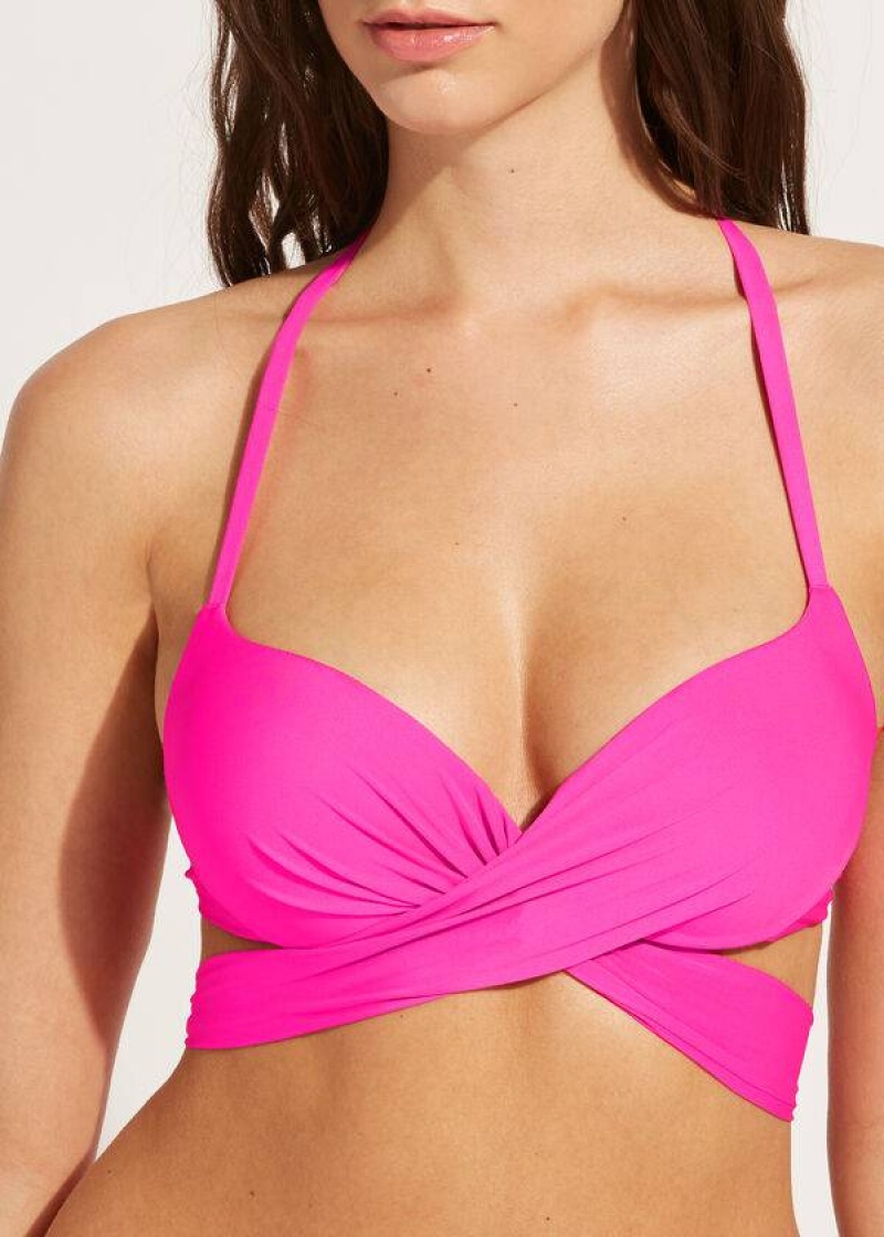 Calzedonia Graduated Gepolstert Push Up Indonesia Bikinioberteile Damen Rosa | DE2469DN