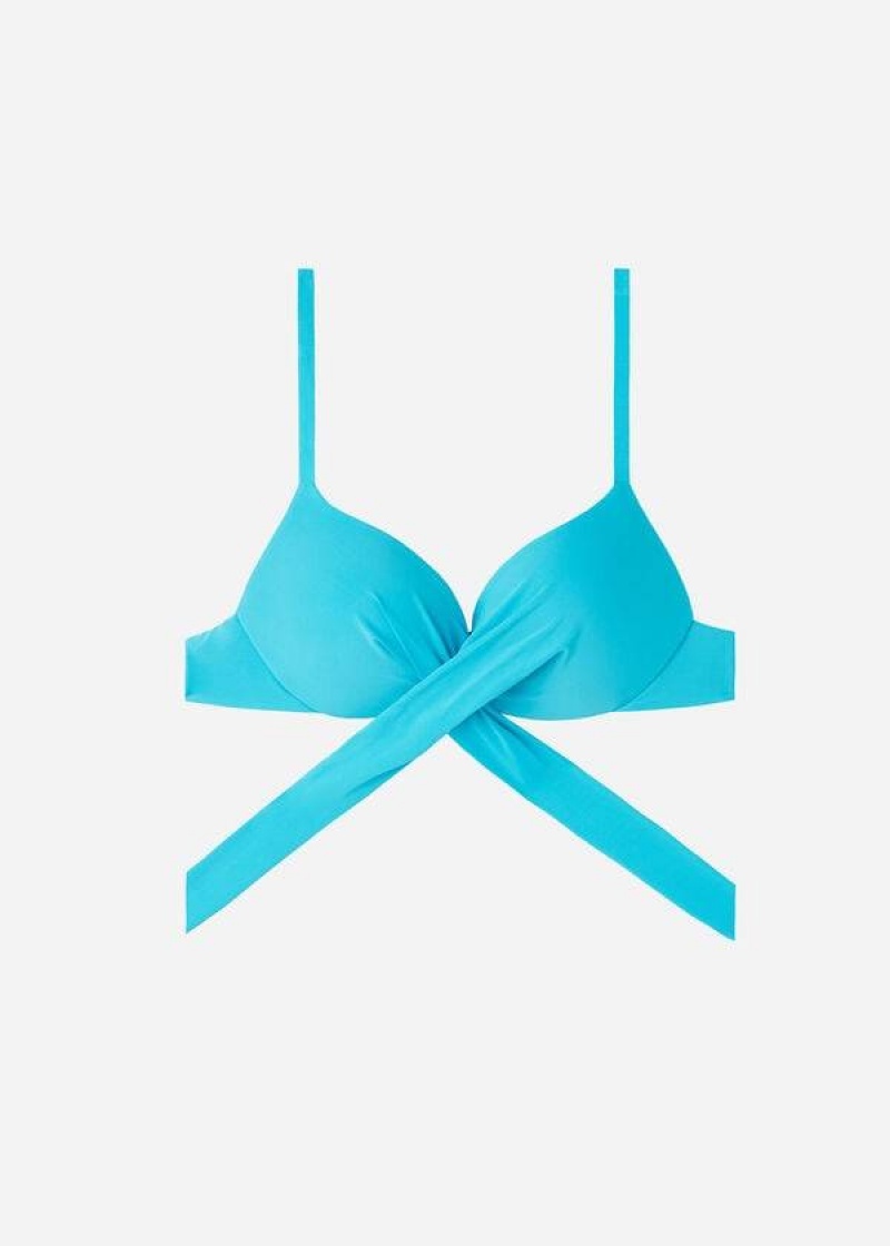 Calzedonia Graduated Gepolstert Push Up Indonesia Bikinioberteile Damen Türkis | DE2467GL