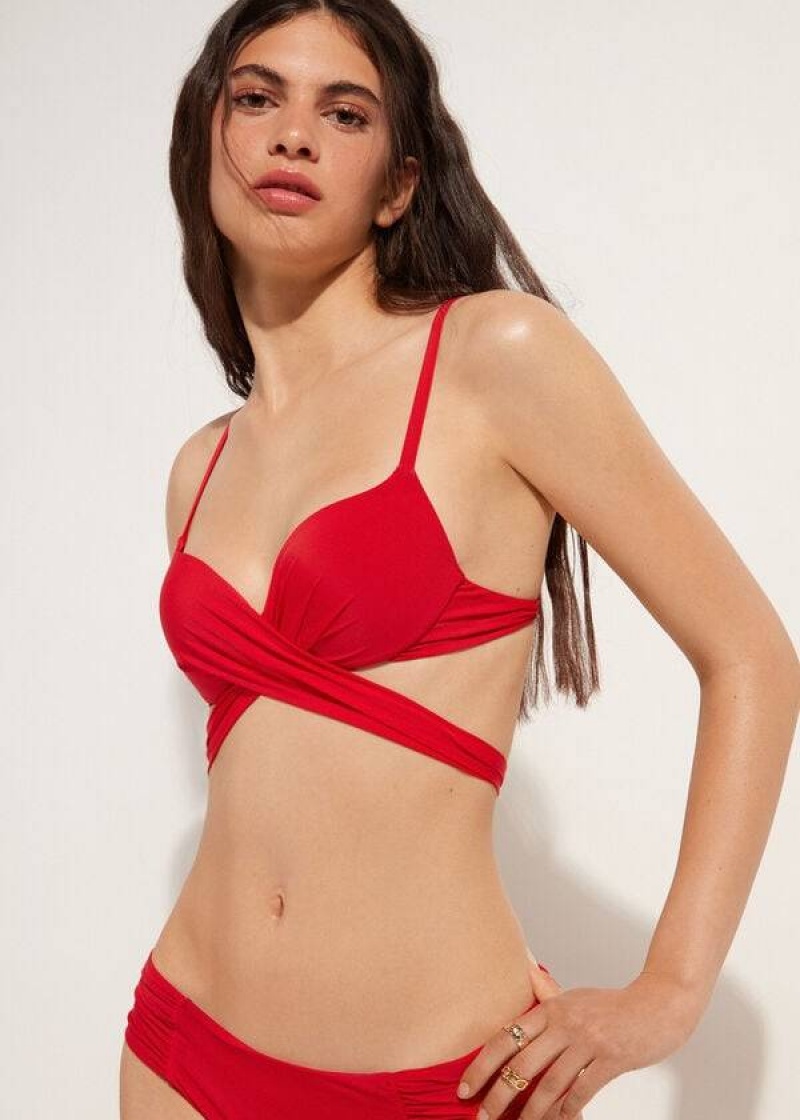 Calzedonia Graduated Gepolstert Push Up Indonesia Bikinioberteile Damen Rot | DE2466HK