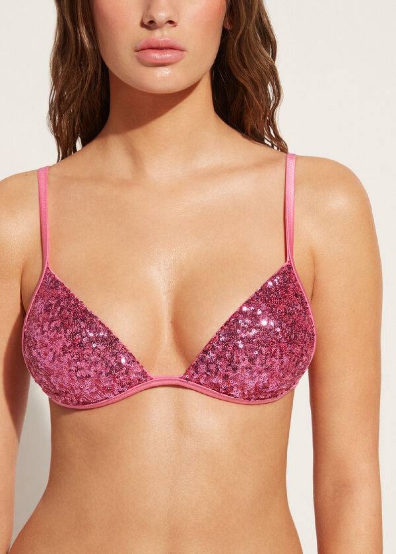 Calzedonia Graduated Gepolstert Triangle Cannes Bikinioberteile Damen Rosa | DE2457NB