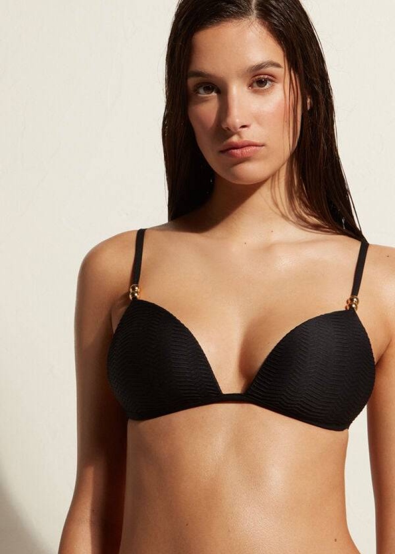 Calzedonia Graduated Gepolstert Triangle Casablanca Bikinioberteile Damen Schwarz | DE2455QZ