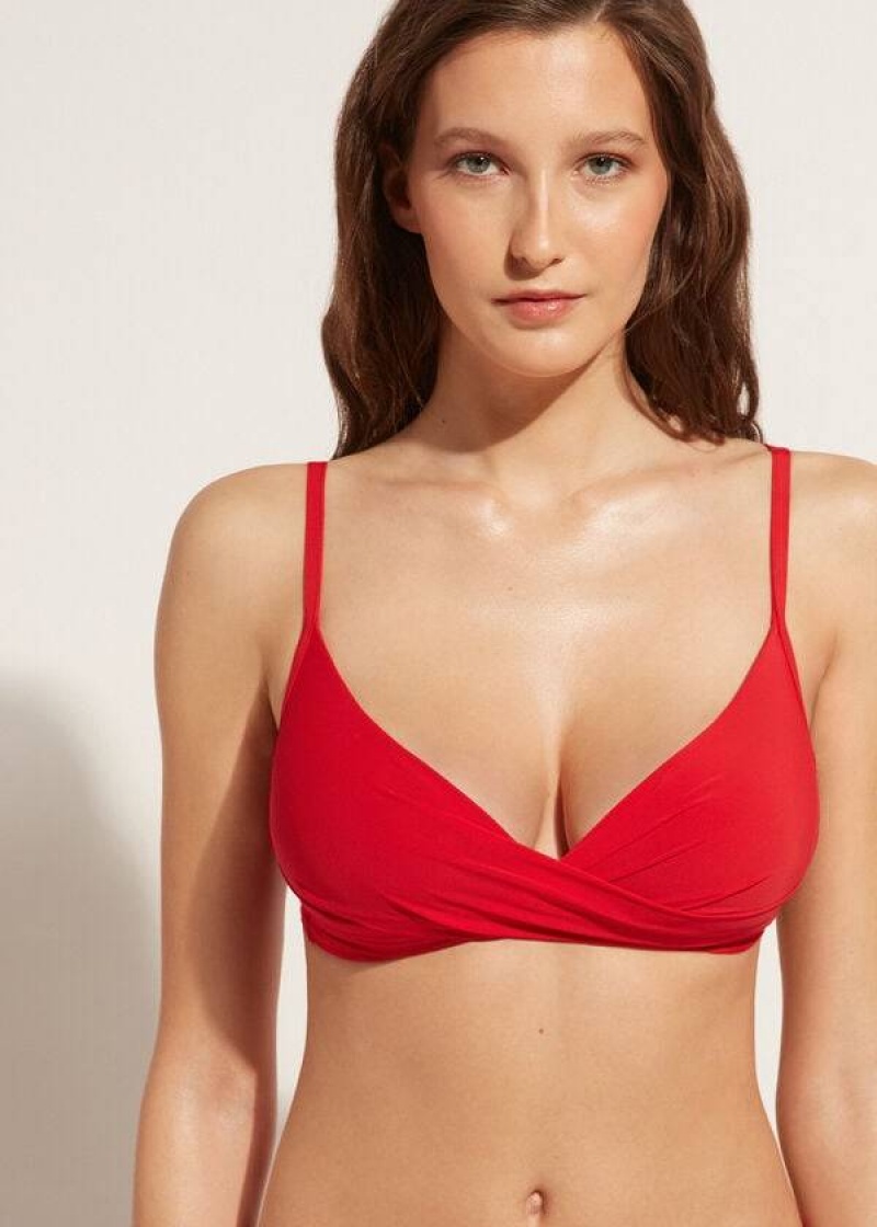 Calzedonia Graduated Soft Crisscross Gepolstert Triangle Indonesia Bikinioberteile Damen Rot | DE2432BC