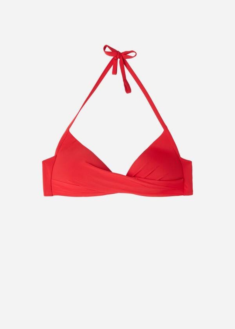 Calzedonia Graduated Soft Crisscross Gepolstert Triangle Indonesia Bikinioberteile Damen Rot | DE2432BC