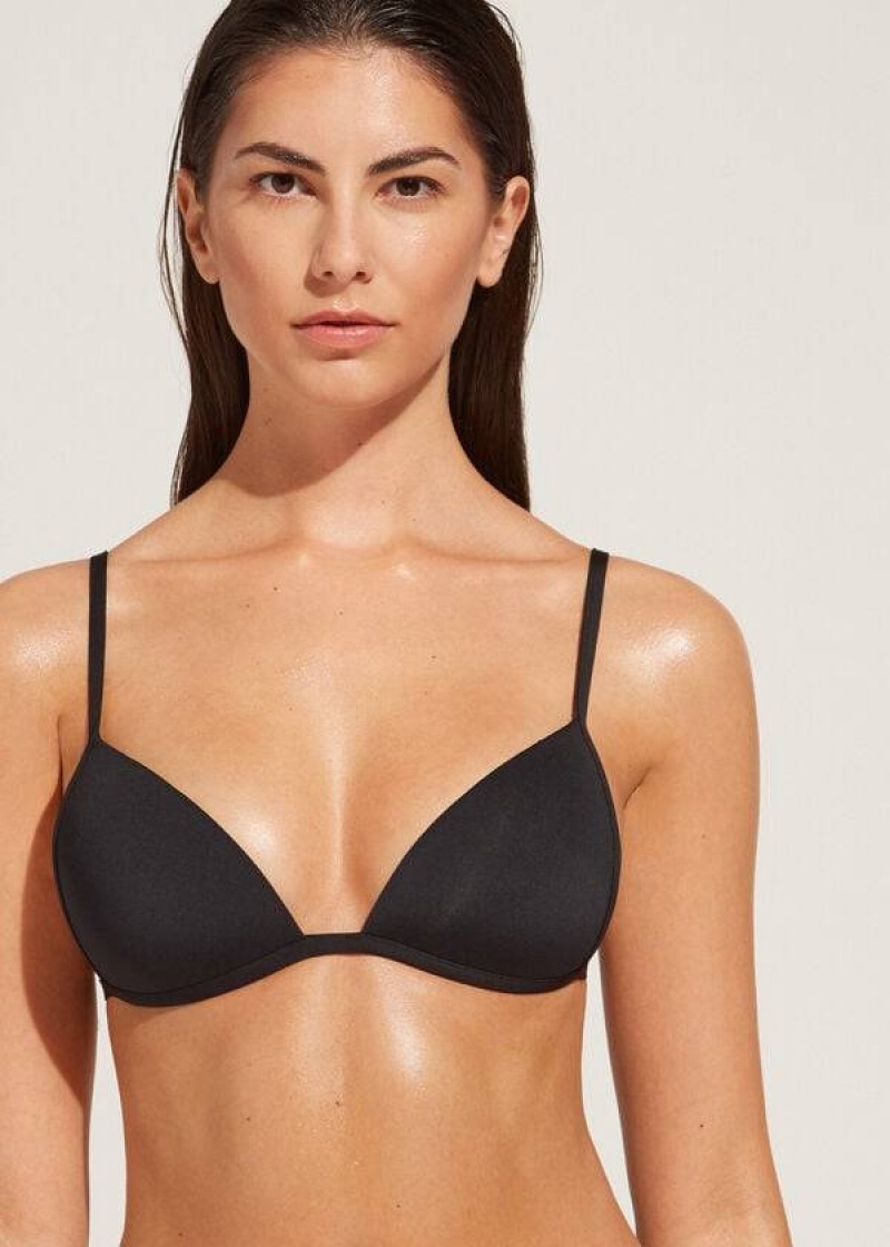 Calzedonia Graduated Soft Gepolstert Triangle Indonesia Bikinioberteile Damen Schwarz | DE2431NB