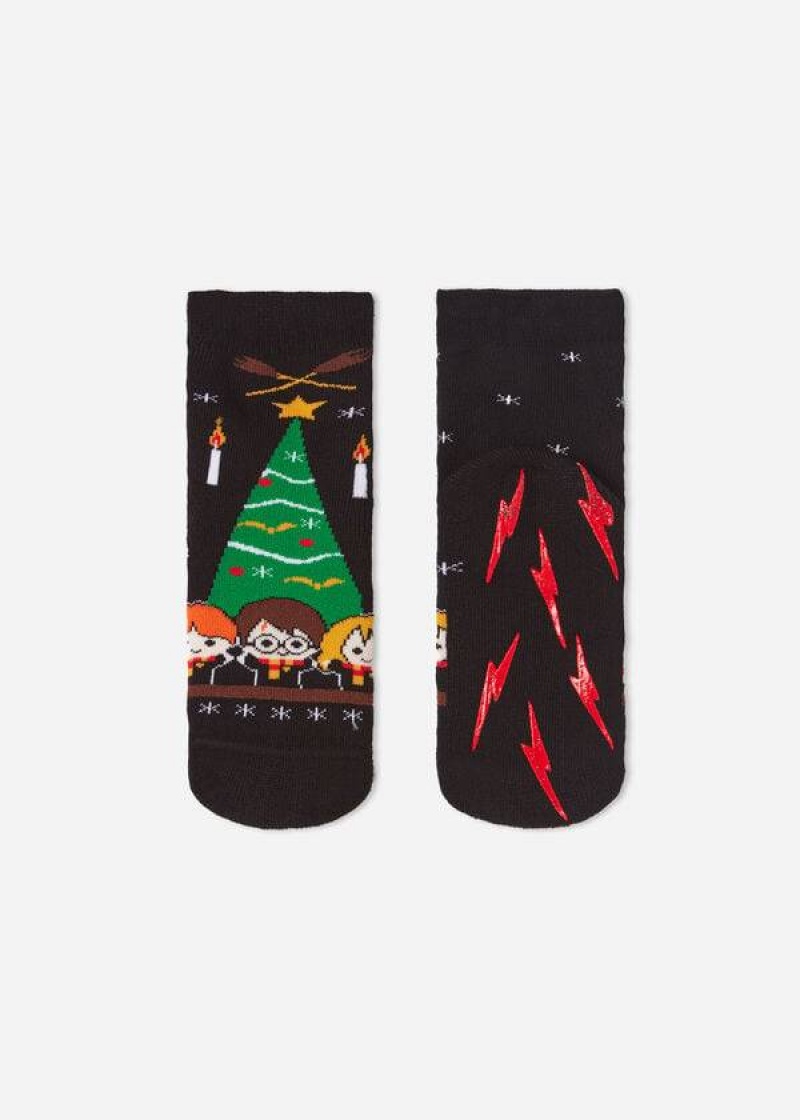 Calzedonia Harry Potter Christmas Non-Slip Kurzes Socken Kinder Schwarz | DE1083ZG