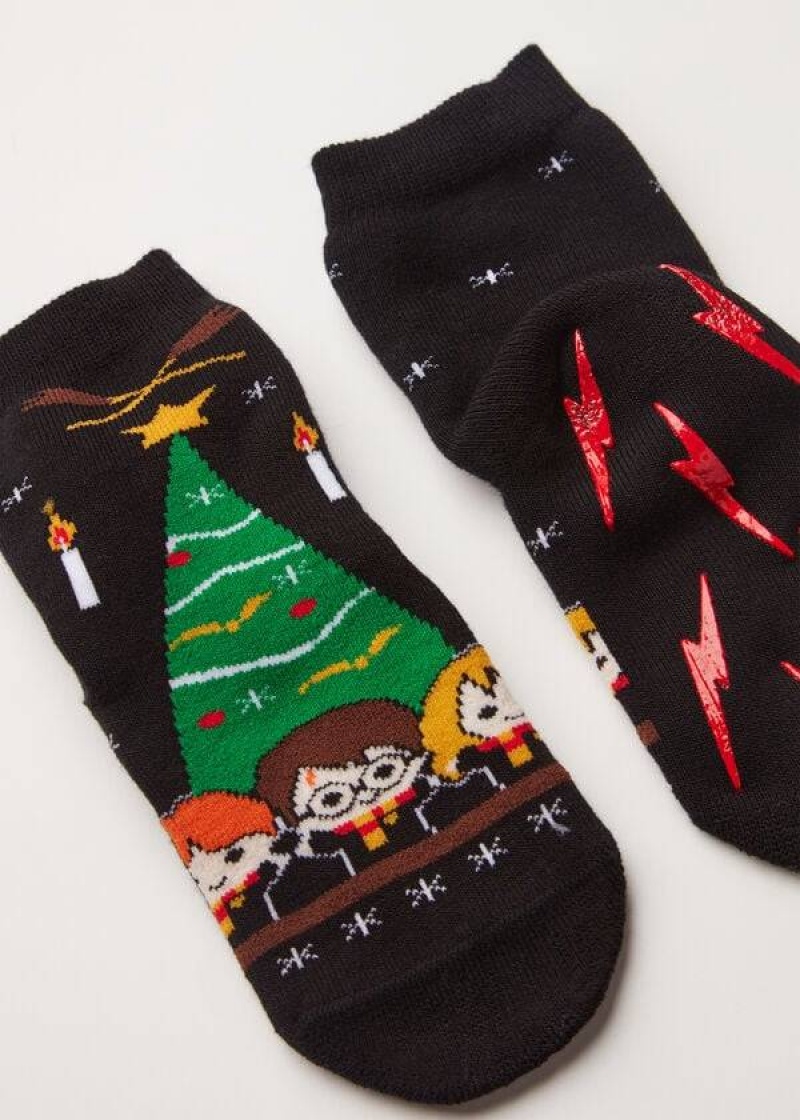 Calzedonia Harry Potter Christmas Non-Slip Kurzes Socken Kinder Schwarz | DE1083ZG