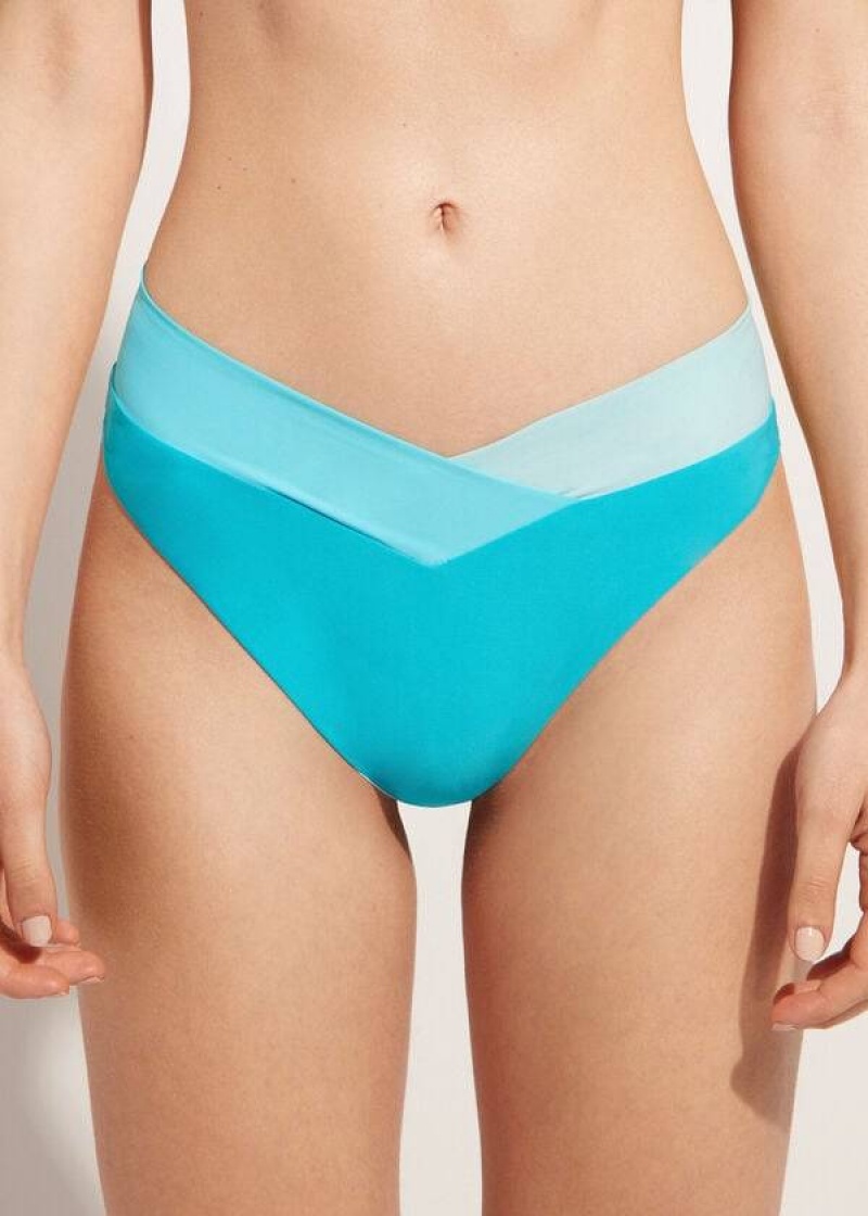 Calzedonia High-Cut Brazilian Azzorre Bikinihosen Damen Türkis Grün | DE2752WY