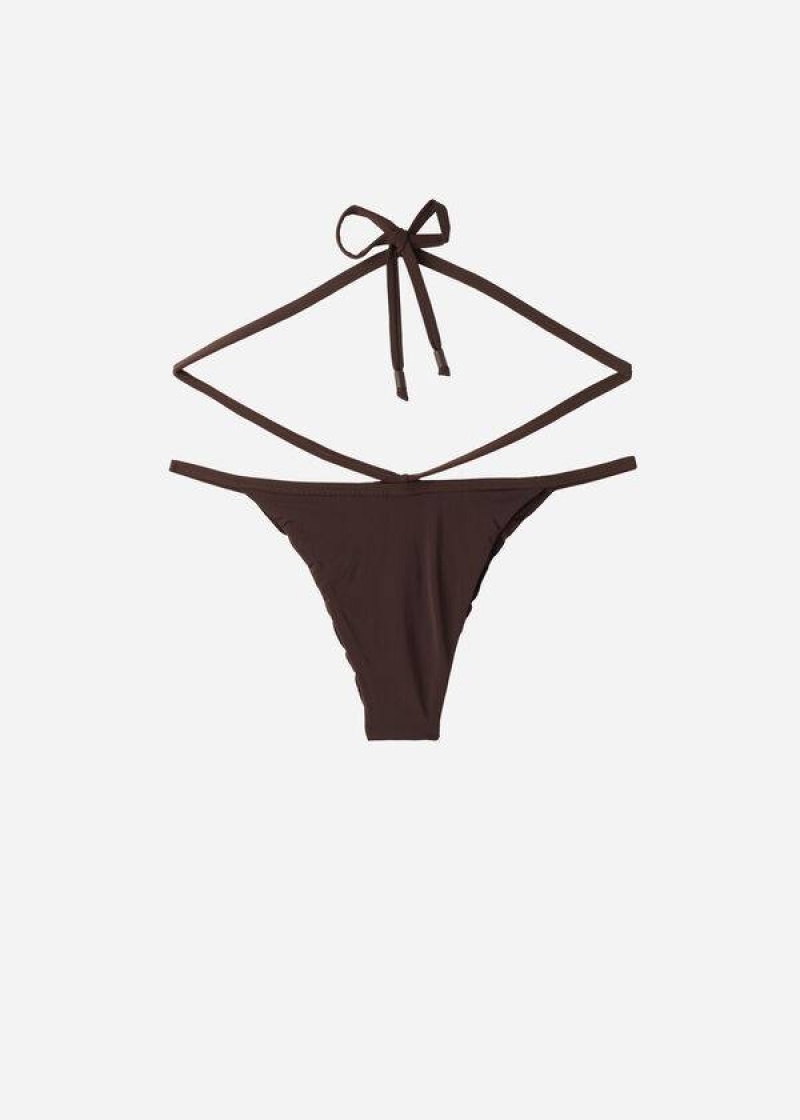 Calzedonia High-Cut Brazilian Islamorada Bikinihosen Damen Kaffee Braun | DE2751EX