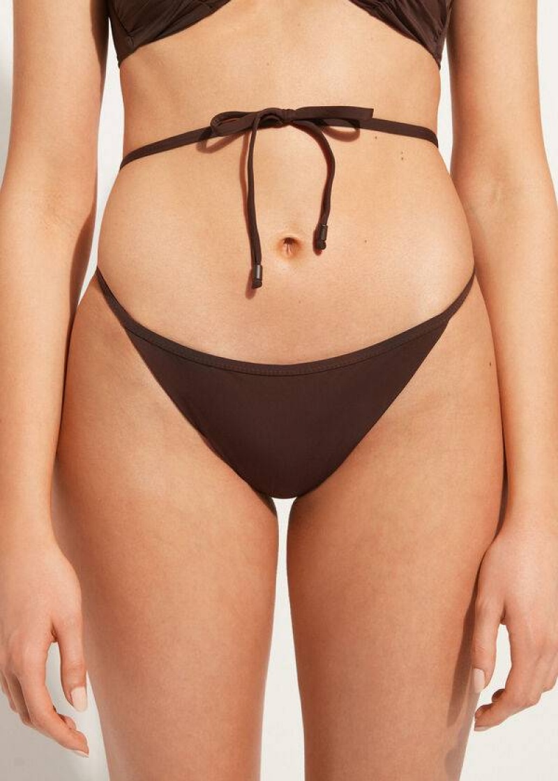 Calzedonia High-Cut Brazilian Islamorada Bikinihosen Damen Kaffee Braun | DE2751EX