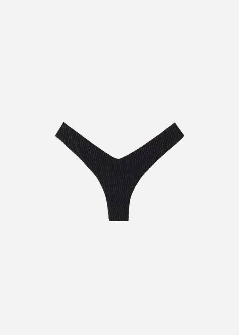 Calzedonia High-Cut Brazilian Mykonos Bikinihosen Damen Schwarz | DE2743AP