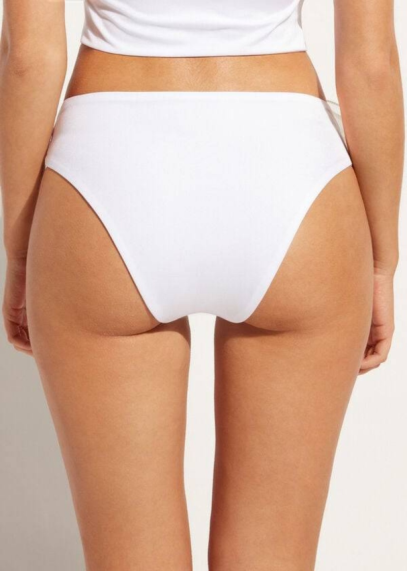 Calzedonia High-Taille Bora Bora Bikinihosen Damen Weiß | DE2737JJ