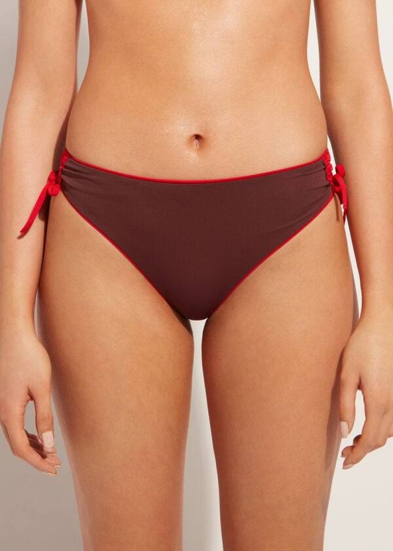 Calzedonia High-Taille Drawstring Indonesia Bikinihosen Damen Rot | DE2732CE