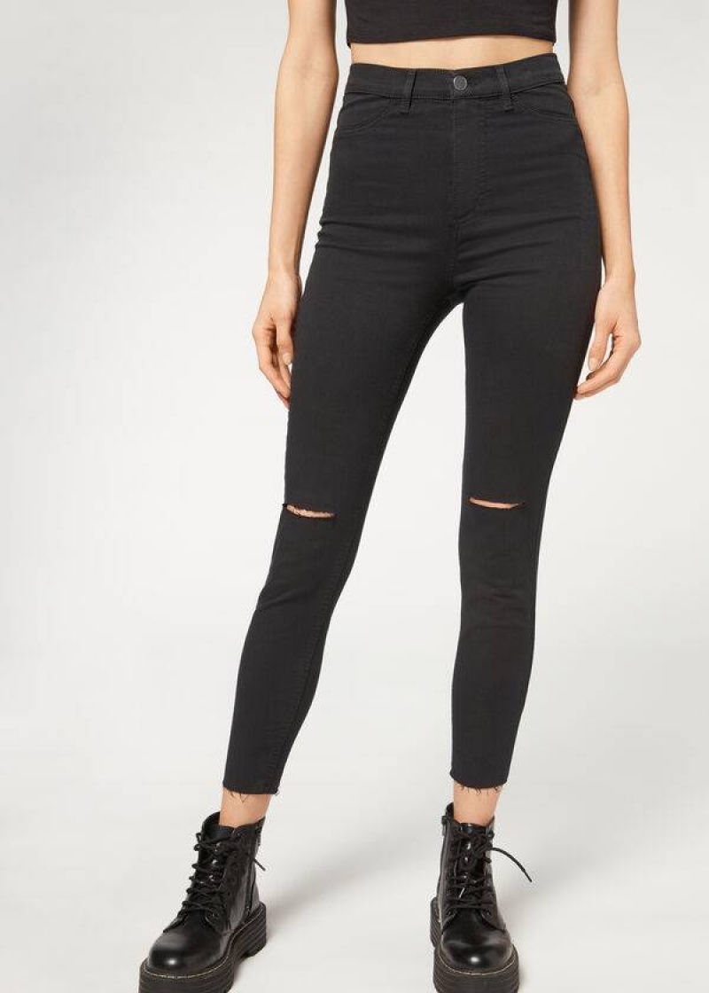 Calzedonia High-Taille Schlank Jeans Damen Schwarz | DE1590UT