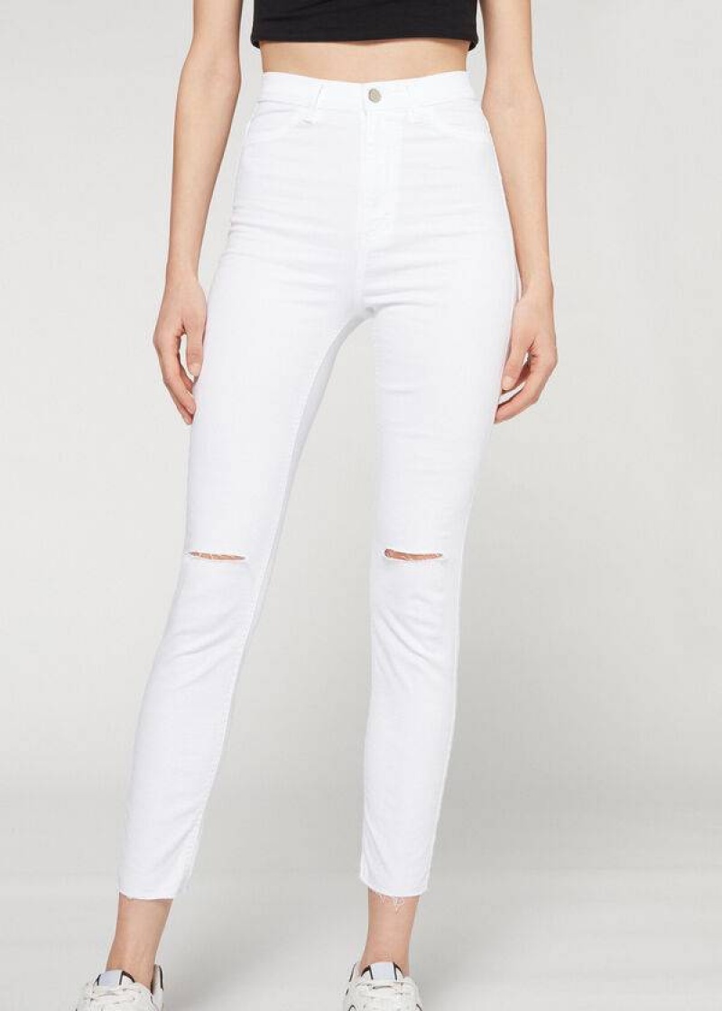 Calzedonia High-Taille Schlank Jeans Damen Weiß | DE1589YU