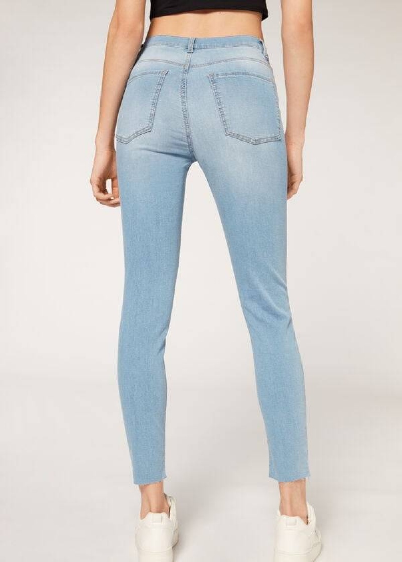 Calzedonia High-Taille Schlank Jeans Damen Blau | DE1588TV