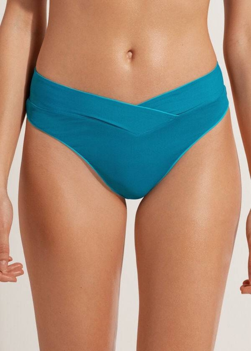 Calzedonia High-Taille V-Cut Brazilian Indonesia Bikinihosen Damen Türkis | DE2727QZ