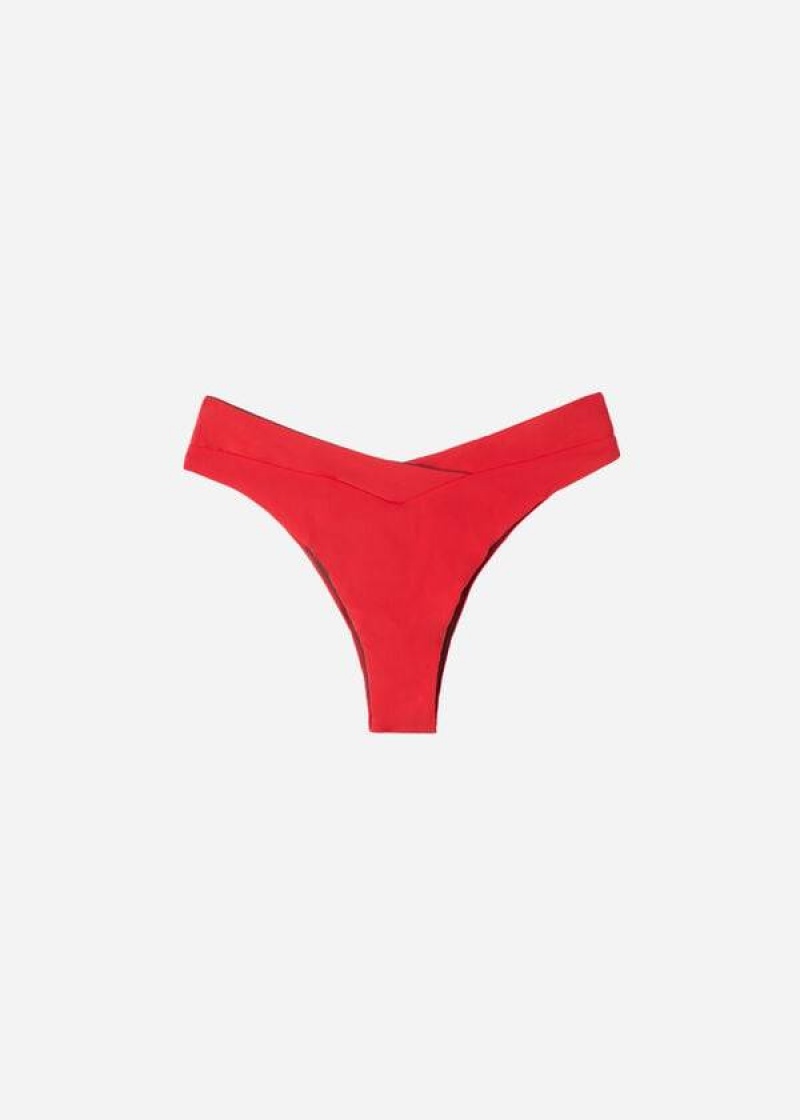 Calzedonia High-Taille V-Cut Brazilian Indonesia Bikinihosen Damen Rot | DE2726WY