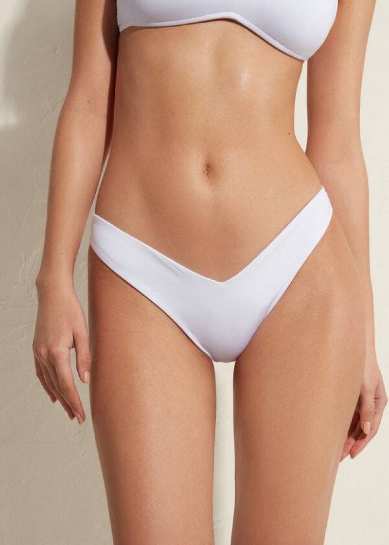 Calzedonia High Cut Brazilian Indonesia Eco Bikinihosen Damen Weiß | DE2806LH