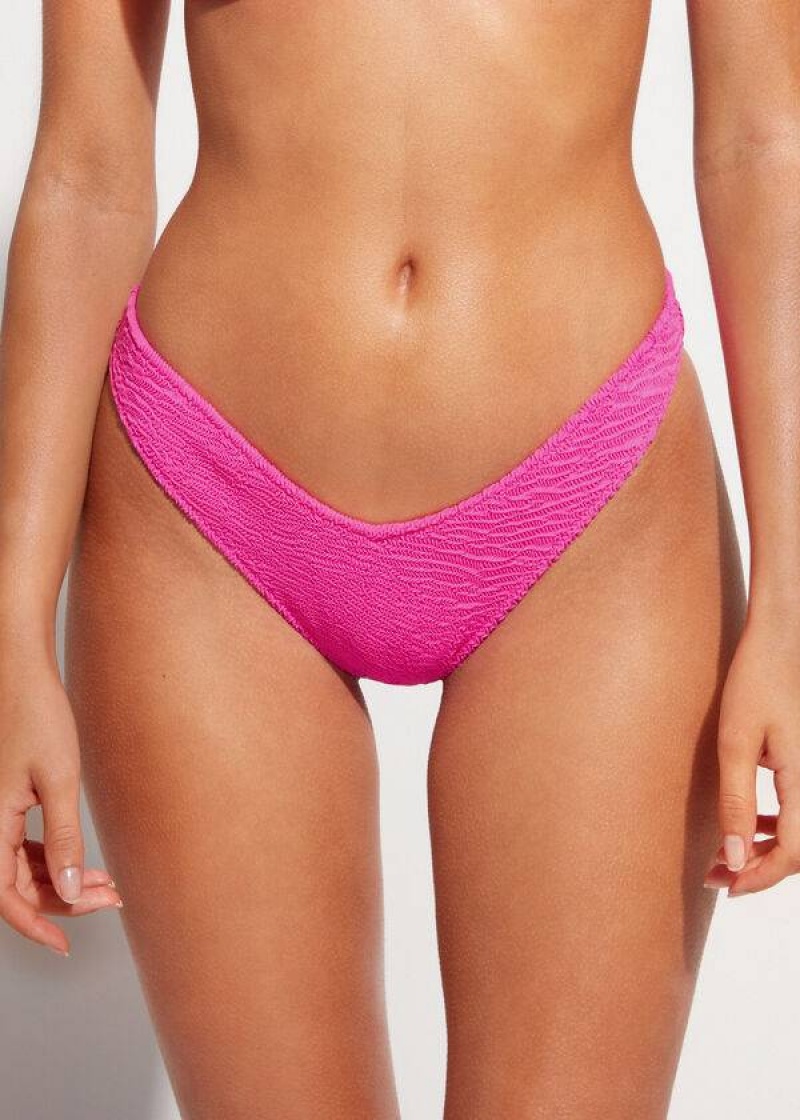 Calzedonia High Cut V-shaped Brazilian Miami Bikinihosen Damen Rosa | DE2792UT