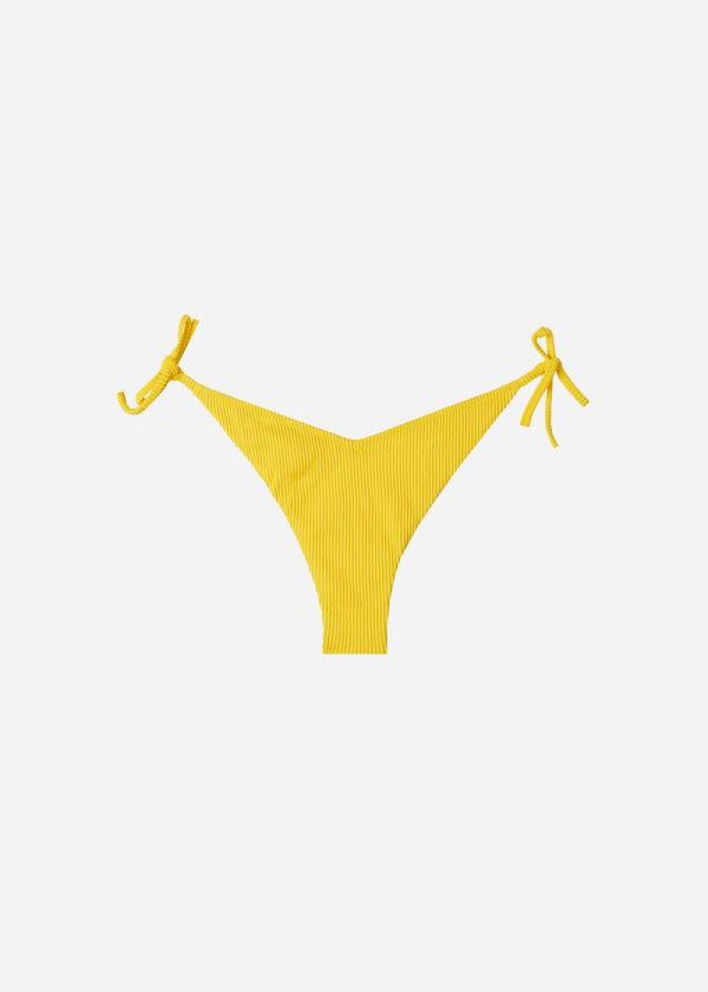 Calzedonia High Cut V-shaped Brazilian New York Bikinihosen Damen Gelb | DE2791IS