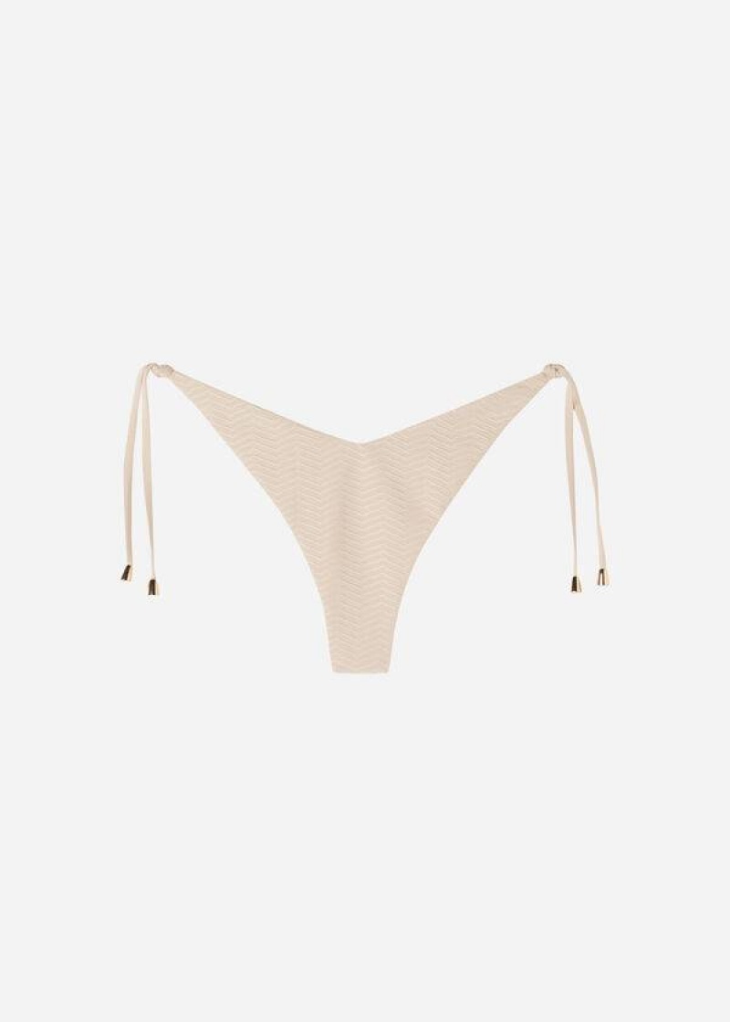 Calzedonia High Cut V-shaped Brazilian The Hamptons Bikinihosen Damen Beige | DE2790OR