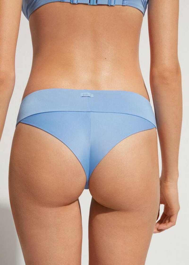 Calzedonia High Taille Brazilian Indonesia Eco Bikinihosen Damen Blau | DE2773IS