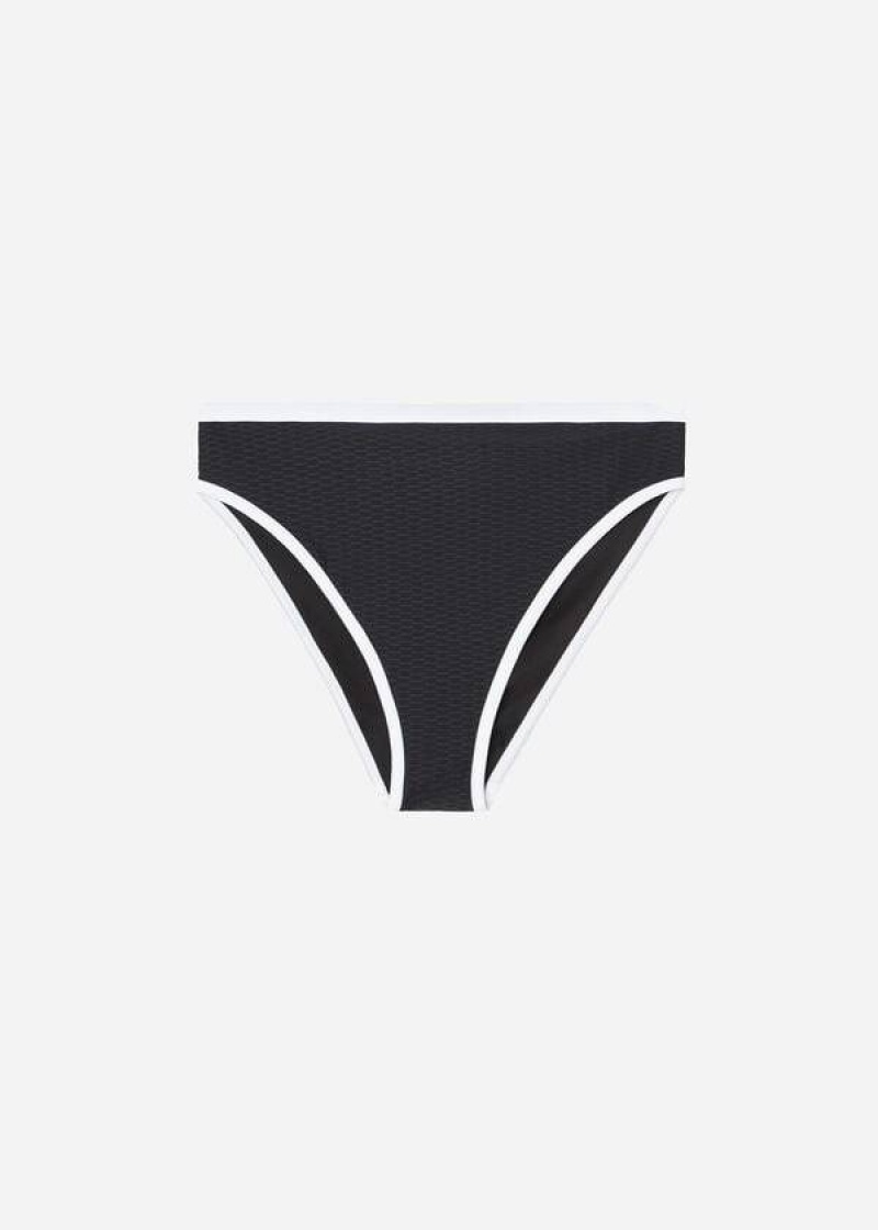 Calzedonia High Taille Coimbra Bikinihosen Damen Schwarz Weiß | DE2769SO