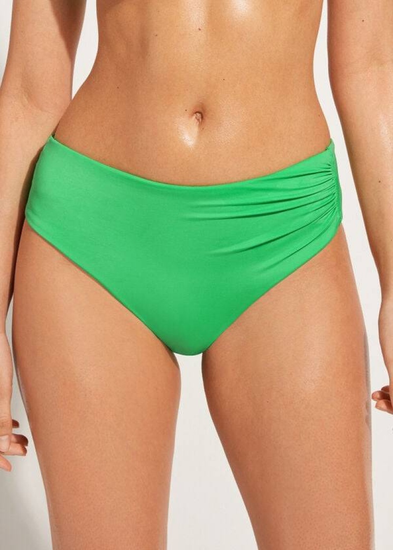 Calzedonia High Taille Indonesia Eco Bikinihosen Damen Grün | DE2761LH