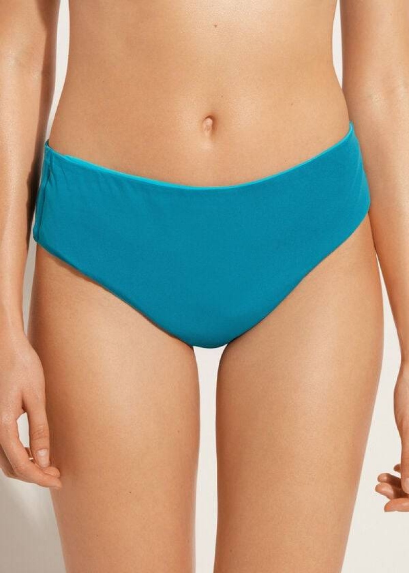 Calzedonia High Taille Indonesia Eco Bikinihosen Damen Türkis Grün | DE2758CE