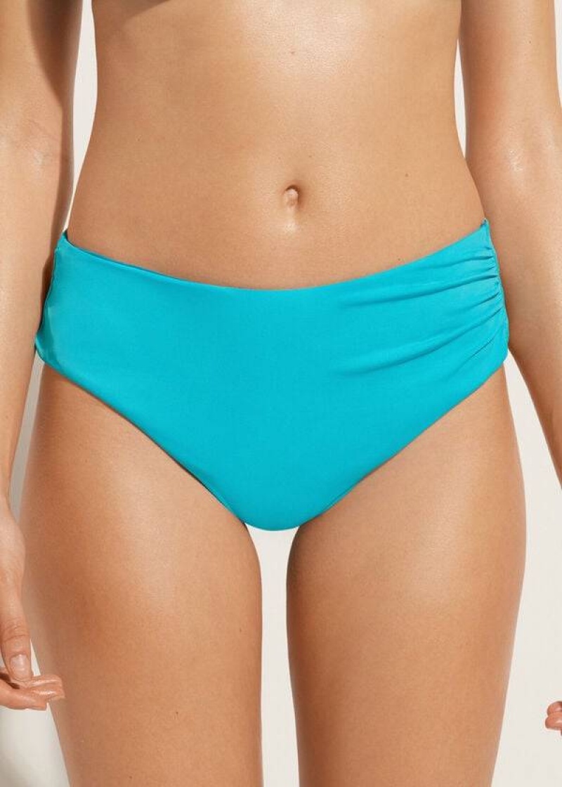 Calzedonia High Taille Indonesia Eco Bikinihosen Damen Türkis Grün | DE2758CE