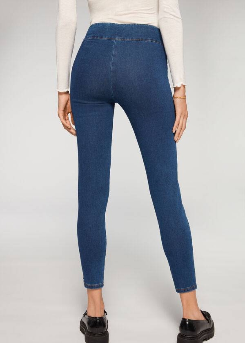 Calzedonia High Taille Schlank Denim Leggings Damen Blau | DE1533WY