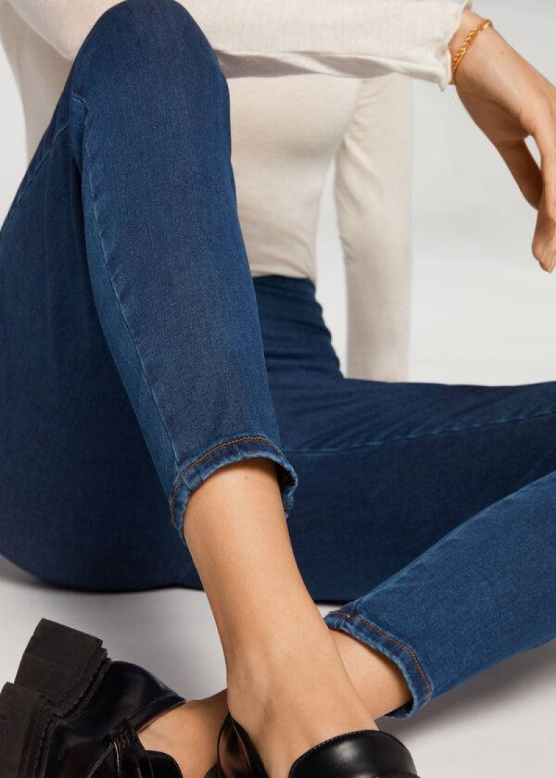 Calzedonia High Taille Schlank Denim Leggings Damen Blau | DE1533WY