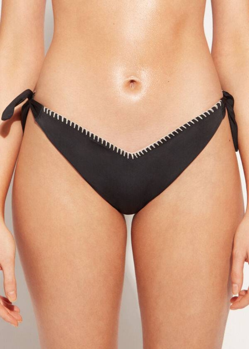 Calzedonia High V-Cut Brazilian Mumbai Bikinihosen Damen Schwarz | DE2779WY