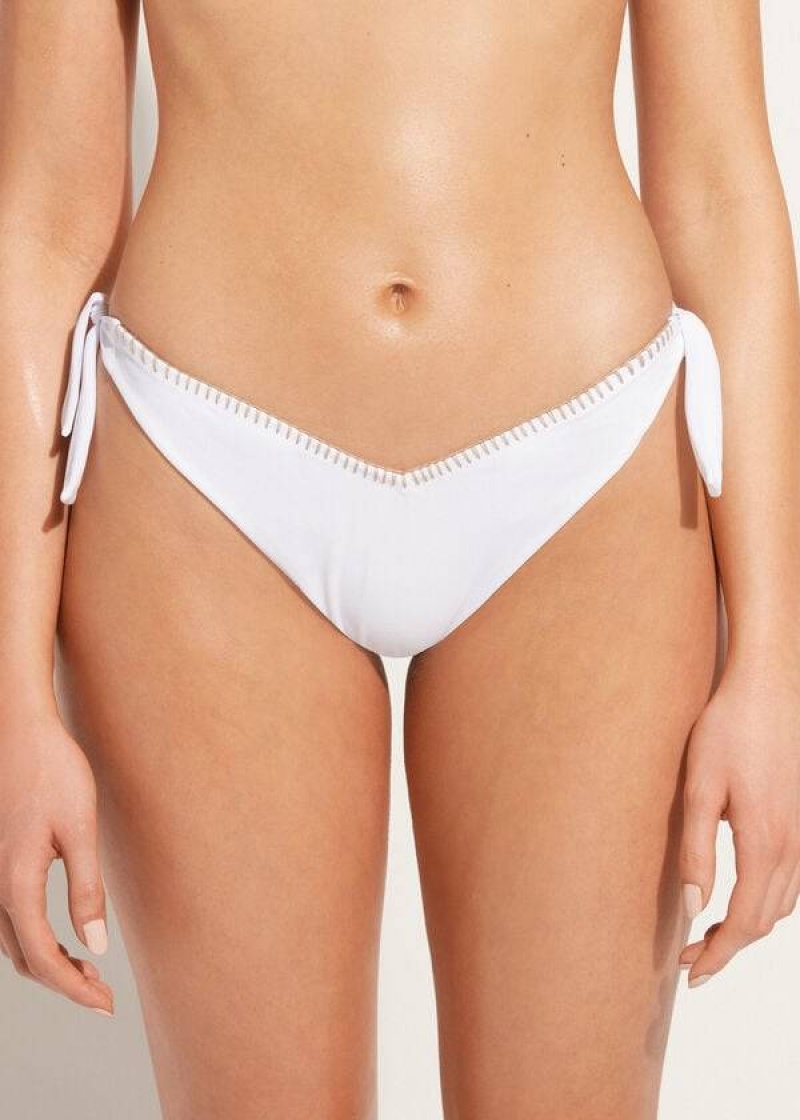 Calzedonia High V-Cut Brazilian Mumbai Bikinihosen Damen Weiß | DE2778EX