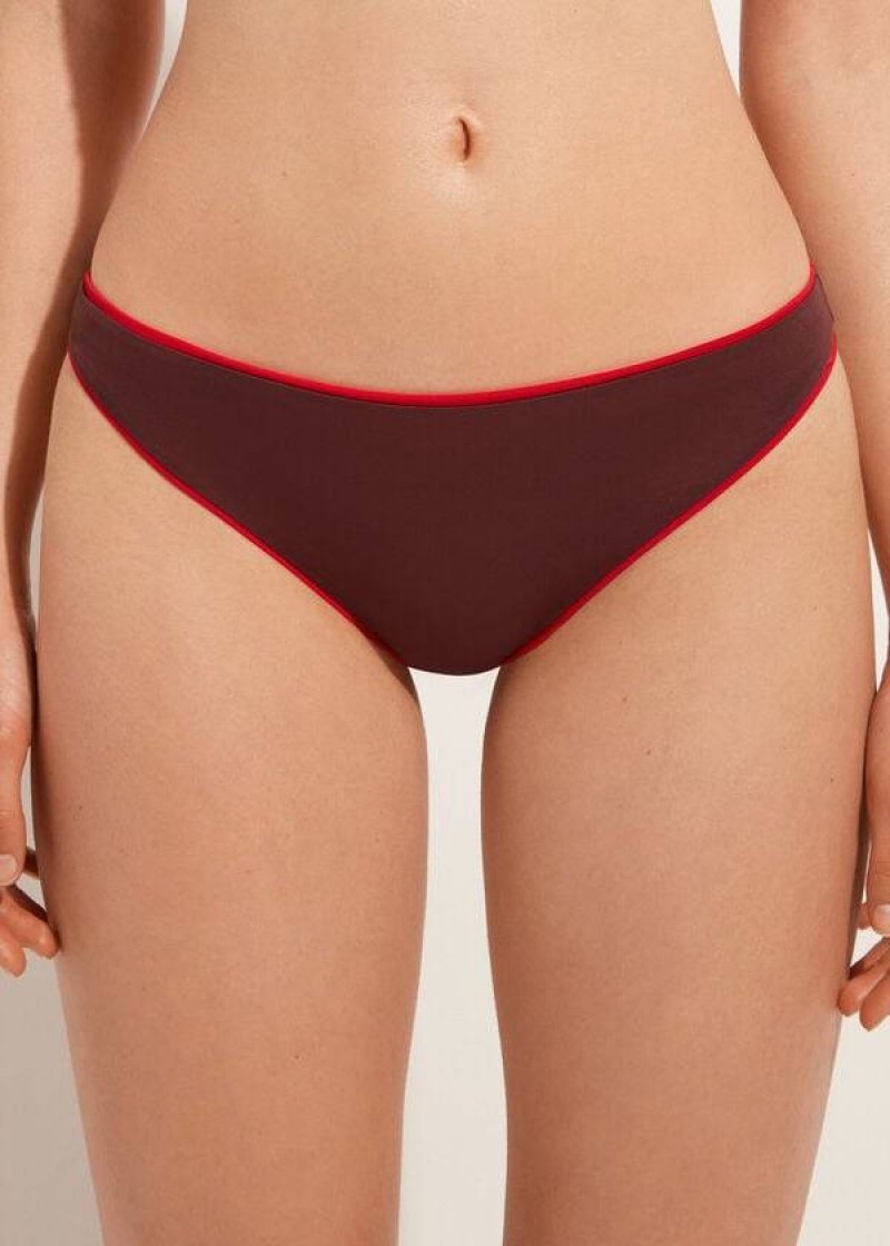 Calzedonia Indonesia Eco Low rise Bikinihosen Damen Rot | DE2714FM