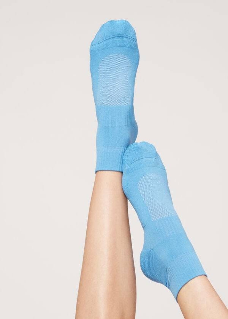 Calzedonia Kurzes Sport Socken Damen Blau | DE1671PQ