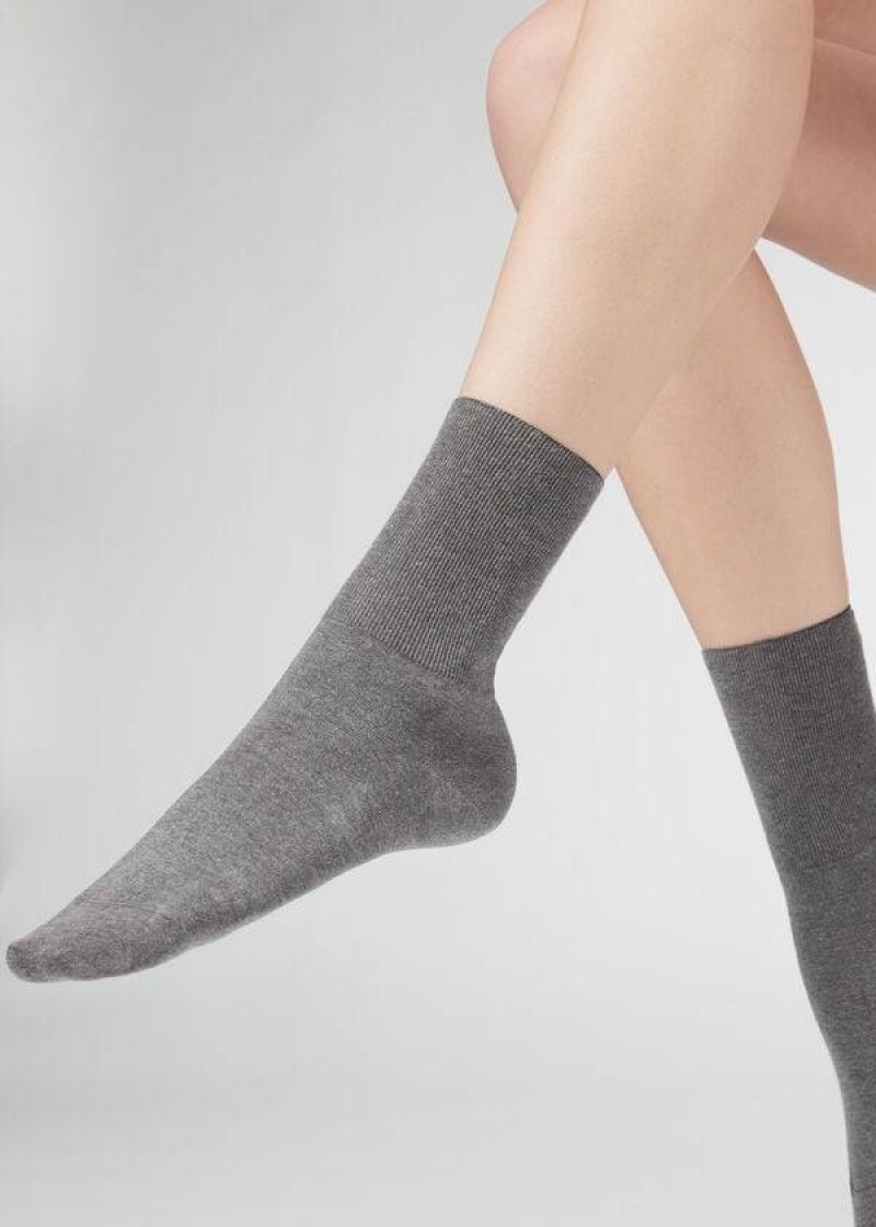 Calzedonia Kurzes in Baumwoll with Cashmere Socken Damen Grau | DE1693YU