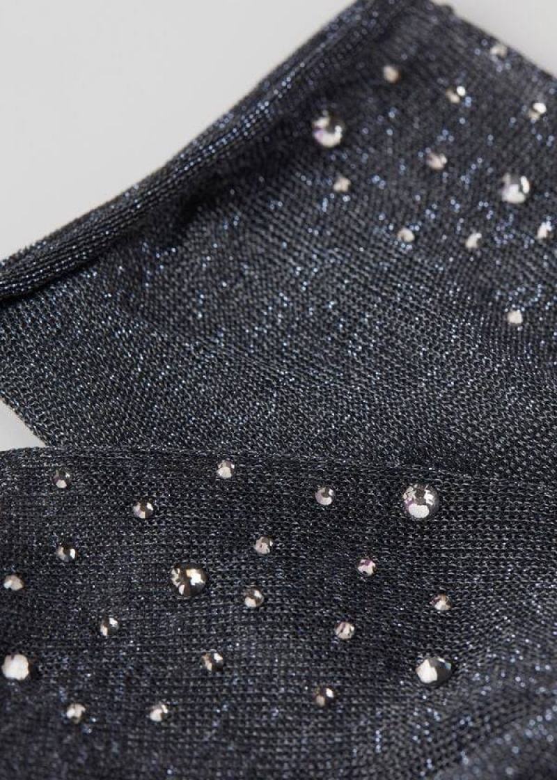 Calzedonia Kurzes with Glitter and Crystals Socken Damen Schwarz | DE1662QZ