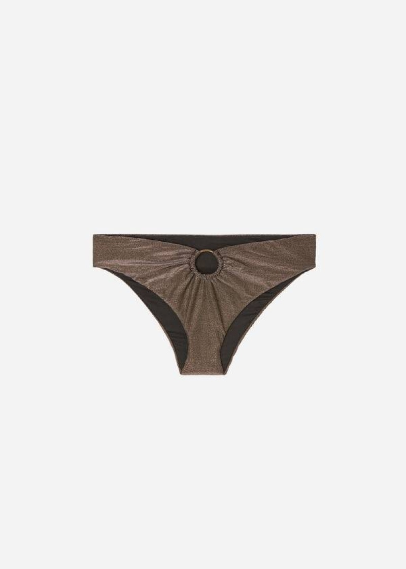 Calzedonia Lamé High Taille Hollywood Bikinihosen Damen Schwarz | DE2704YU