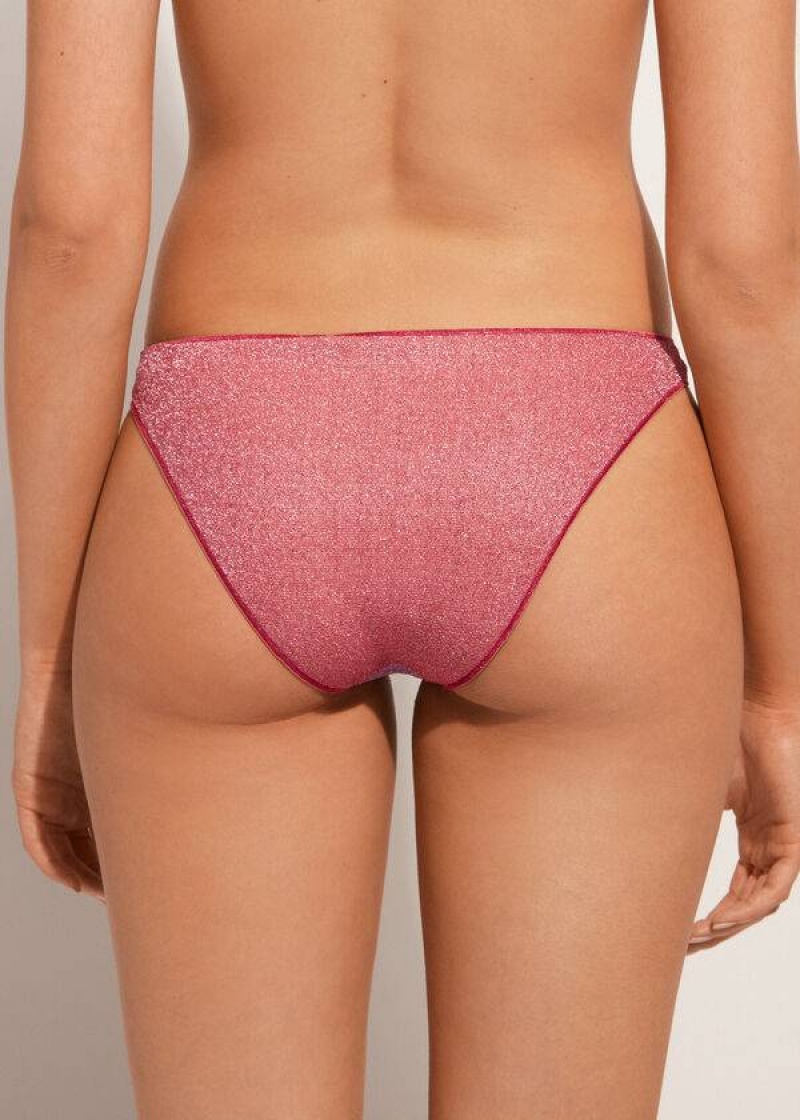 Calzedonia Lamé Lisbona Bikinihosen Damen Rosa | DE2702IS