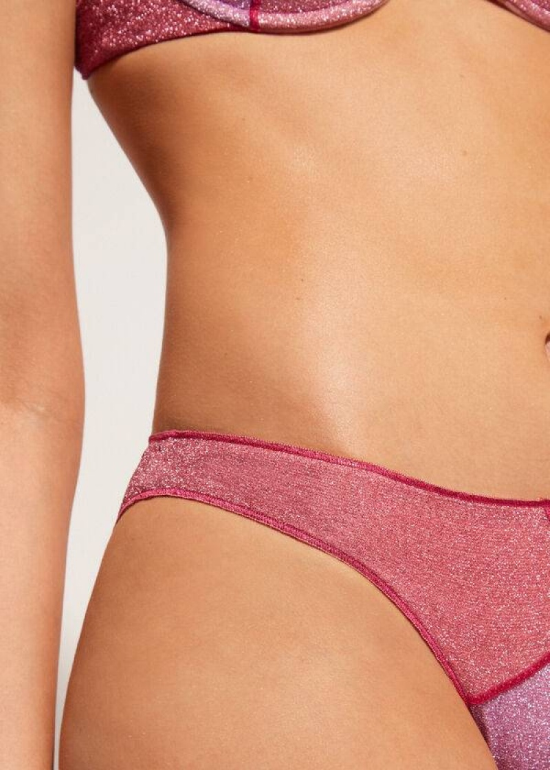 Calzedonia Lamé Lisbona Bikinihosen Damen Rosa | DE2702IS