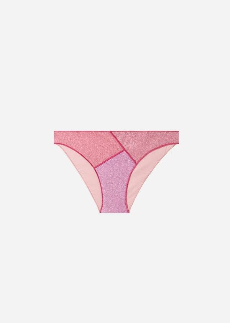 Calzedonia Lamé Lisbona Bikinihosen Damen Rosa | DE2702IS