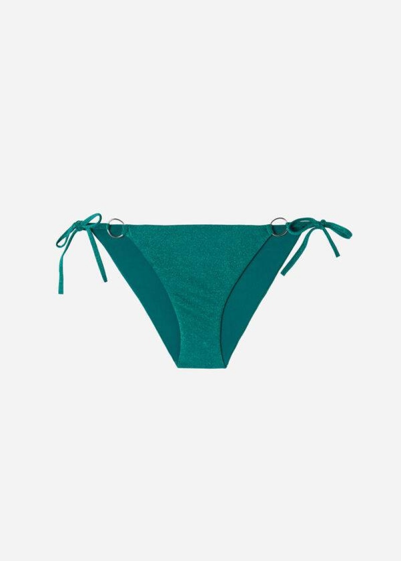 Calzedonia Lamé String Hollywood Bikinihosen Damen Grün | DE2700PQ