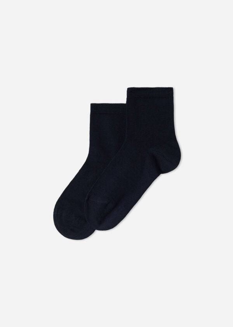 Calzedonia Light Baumwoll Kurzes Socken Kinder Navy | DE1082LH