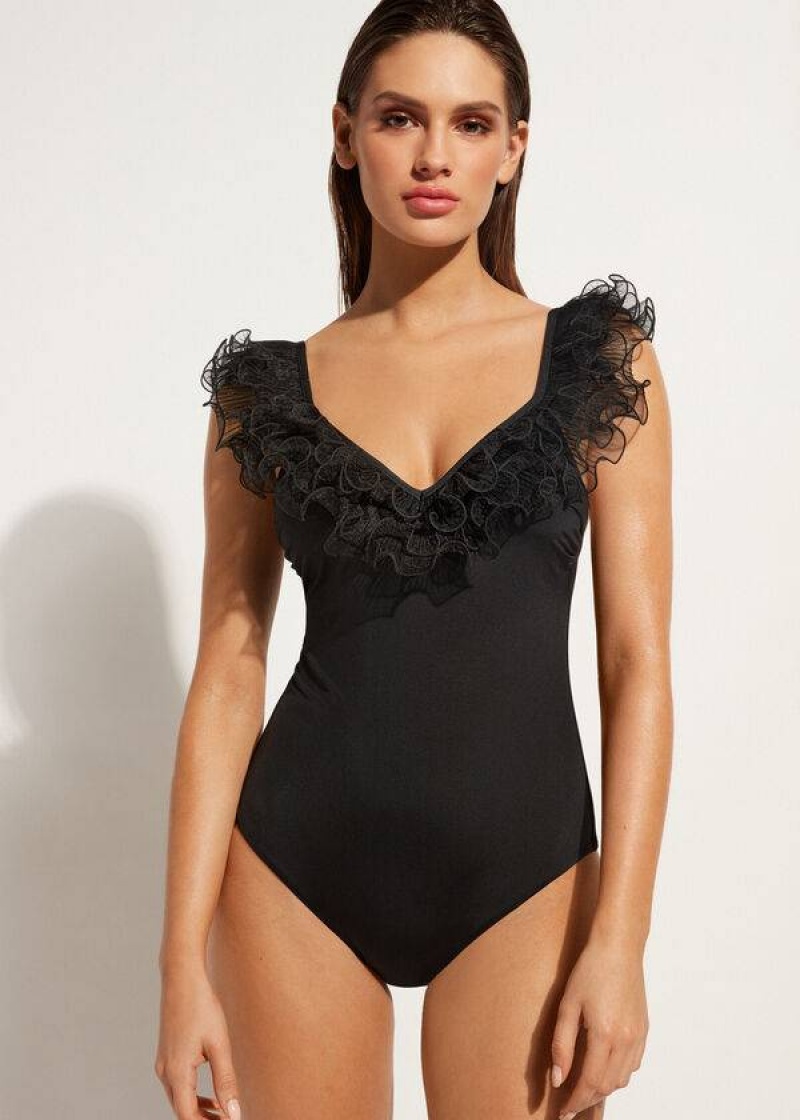 Calzedonia Lightly Gepolstert One Piece Singapore Badeanzüge Damen Schwarz | DE2038DN